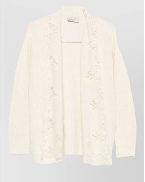 ERMANNO FIRENZE Knit Jacket Long Sleeves Relaxed Fit - Natural