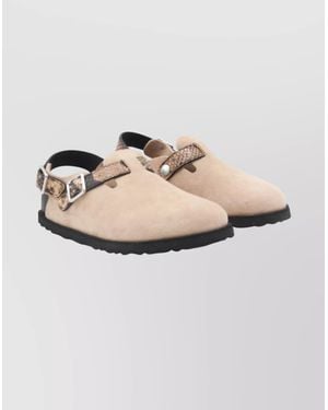 Birkenstock Open Sling Back Sandals With Textured Strap - Natural