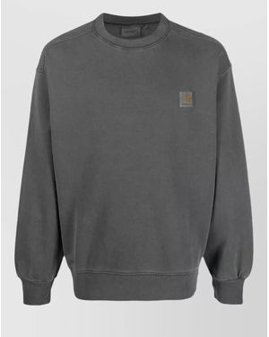 Carhartt Cotton Logo-Patch Crewneck Sweatshirt - Grey