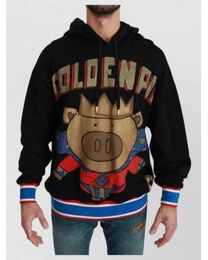 Dolce & Gabbana Cotton Printed Hooded Sweatshirt - Black