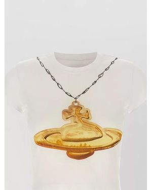 Vivienne Westwood Cropped Cotton Printed T-Shirt - Metallic