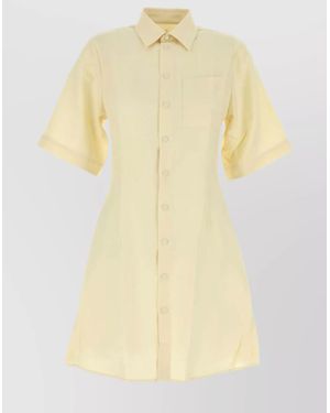 Ami Paris Virgin Wool Shirt Dress - Yellow