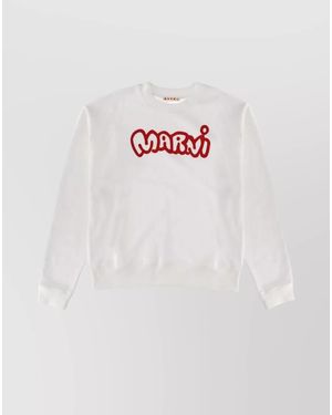 Marni Ribbed Hem Long Sleeve Crew Neck Jumper - Pink