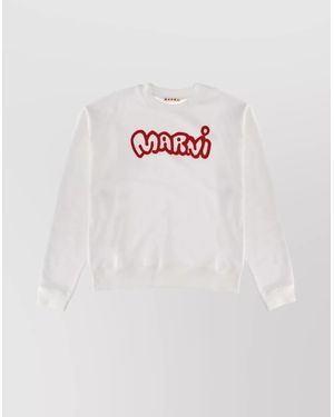 Marni Ribbed Hem Long Sleeve Crew Neck Jumper - Pink