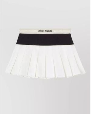Palm Angels Logo Skirt Straight Cut Contrast Waistband - White