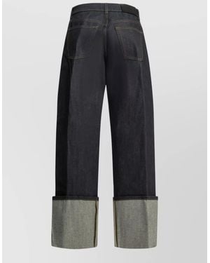 Givenchy Wide Leg Jeans Contrast Cuffs Belt Loops - Blue