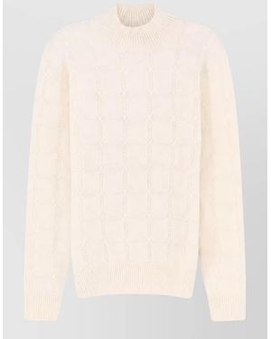 BOSS Cashmere Wool Mock Neck Regular Fit Sweater - Natural