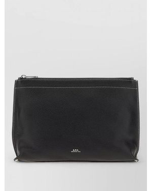A.P.C. Neige Leather Clutch Bag - Black