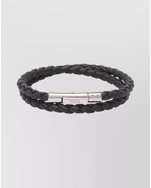 Tod's Leather Braided Bracelet - Black