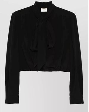 Saint Laurent Silk Lavalliere Blouse - Black