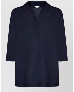Malo Knit Dress Polo Style Three Quarter Sleeves - Blue