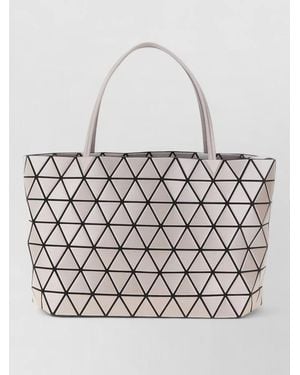 Issey Miyake Bateau Tote Bag Geometric Pattern Top Handles - White