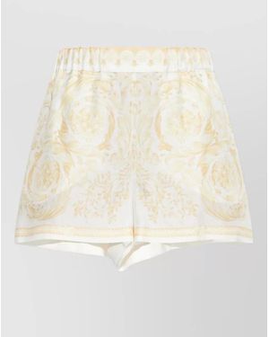 Versace Silk Printed Tailored Shorts - Natural