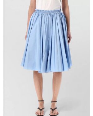 Ami Paris Cotton Midi Corolla Skirt - Blue