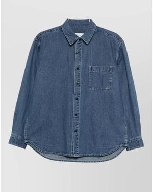 DUNST Cotton Denim Shirt Long Sleeves Buttoned Cuffs - Blue