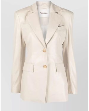 Nanushka Slim Fit Jacket With Notched Lapels - Natural