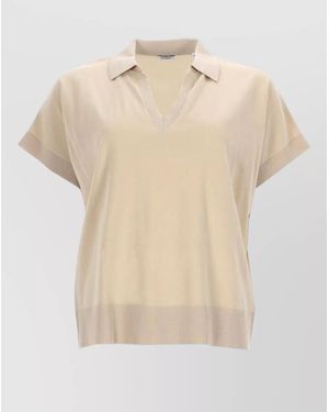 Aspesi Polo Collar Knit Shirt Short Sleeves - Natural