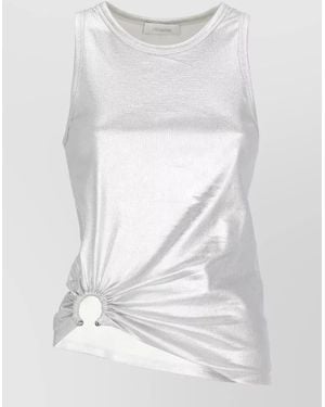 Rabanne Sleeveless Top Metal Hem Ring Detail - White