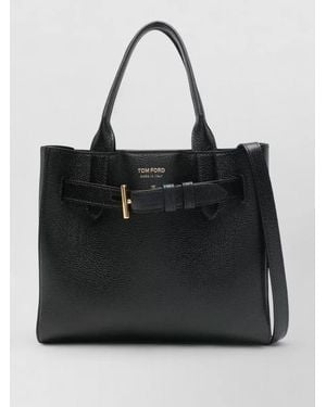 Tom Ford Small Leather Tote Bag Top Handle - Black