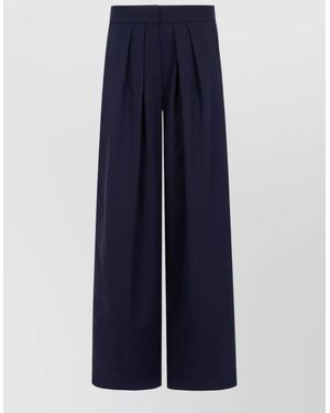Balmain High-Rise Wool Wide-Leg Trousers - Blue