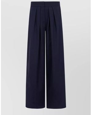 Balmain High Waist Grain De Poudre Tailored Pants - Blue