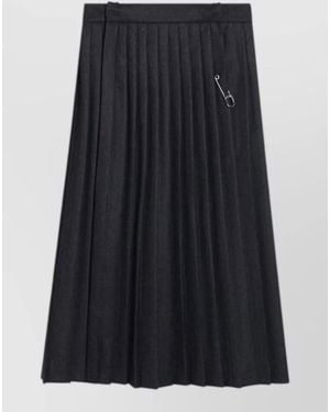 Prada High Waist Skirt Pleated Safety Pin - Black