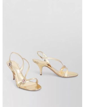 Ferragamo Sandals Metallic Straps Open Toe Detail - Natural