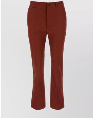 Saint Laurent High-Rise Straight-Leg Cotton Trousers - Red