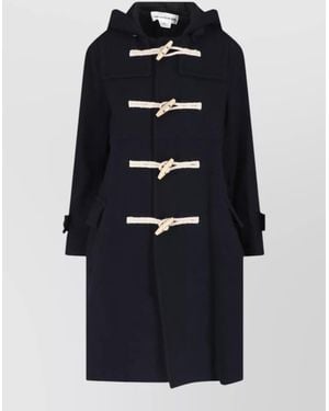 Comme des Garçons Hooded Coat Long Sleeves Button Detail Pockets - Blue