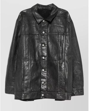 Rick Owens Denim Coated Jumbo Worker Jacket - Black