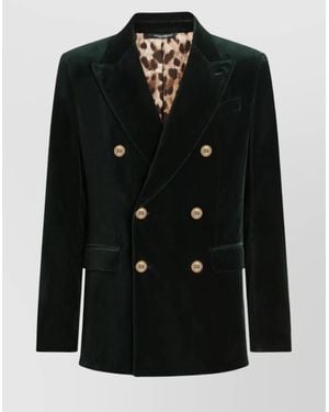 Dolce & Gabbana Sicilia Velvet Double-Breasted Jacket - Black