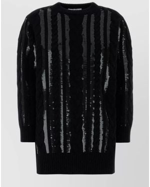 Max Mara Cashmere Wool Ribbed Sweater Dress - Black