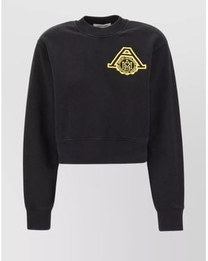 Ambush Cropped Cotton Logo-Embroidered Sweatshirt - Black