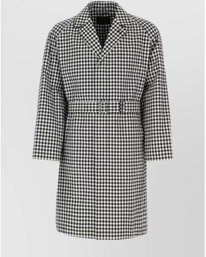 Prada Embroidered Cotton Single Breasted Coat - Grey