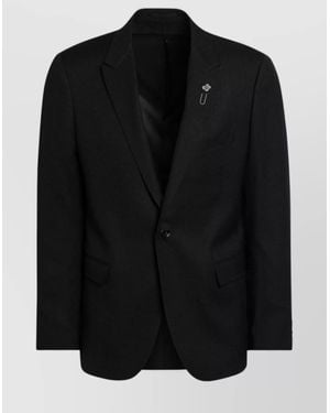 Lardini Single Breasted Wool Blend Jacket - Black