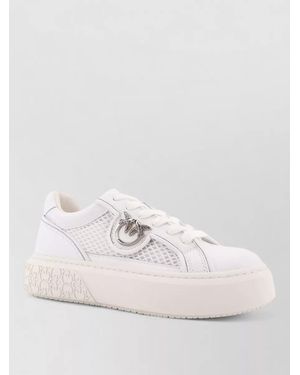 Pinko Leather Low-Top Trainers - Natural