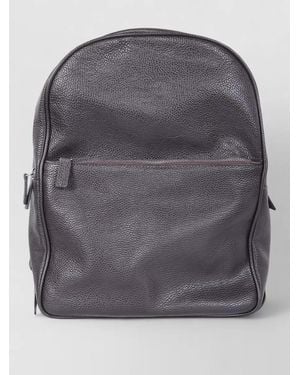SAIT Leather Backpack Adjustable Straps Front Zip Pocket - Grey