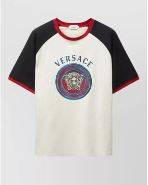 Versace Regular Fit Cotton Jersey T Shirt Print - Multicolour
