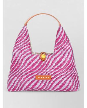 Marni Striped Top Handle Tote Bag Large - Pink