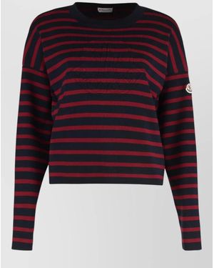 Moncler Virgin Wool Striped Crew Neck Jumper - Red