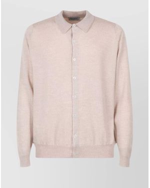 John Smedley Fine Knit Polo Collar Cardigan - Pink