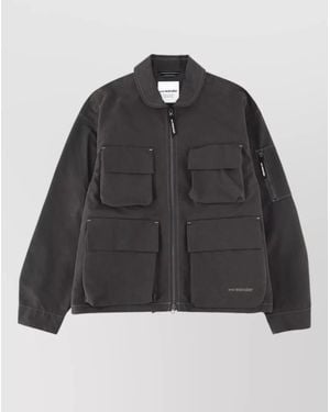 and wander Cotton Blend Utility Jacket Long Sleeves - Black