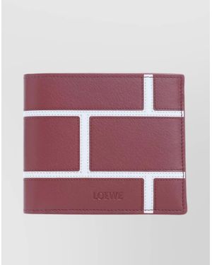 Loewe Rectangular Wallet Contrast Stitching - Red