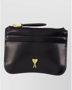 Ami Paris Compact Leather Wallet And Cardholder - Black