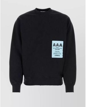 Ambush Ribbed Loose-Fit Printed Cotton Sweatshirt - Blue