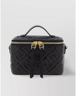 Fendi Mini Lamb Leather Crossbody Bag - Black