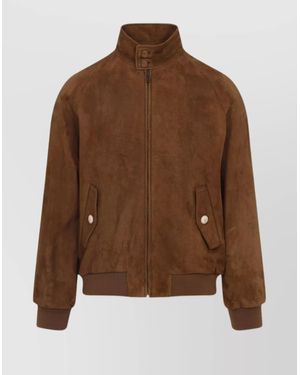 Valentino Suede Leather Bomber Jacket - Brown
