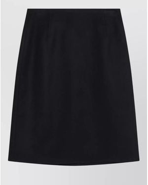 Loro Piana High Waisted Wool Midi Skirt - Black