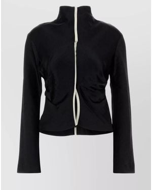 Nanushka Satin Domini Blouse Silhouette Collar Sleeves - Blue