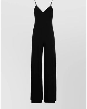 Norma Kamali Tailored Jumpsuit Backless Spaghetti Straps Wide Leg - Black